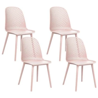 Afbeelding van Beliani EMORY Eetkamerstoelen set 4 Roze Synthetisch