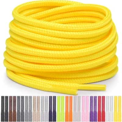 Afbeelding van Miscly Lacets Ronds pour Chaussures, Baskets et Bottes Disponibles en Plusieurs Longueurs Couleurs (Jaune, 160 cm)