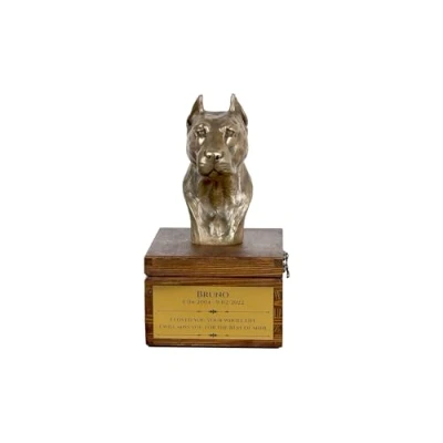 Afbeelding van Amstaff urn hond met beeldje persoonlijke voor hondenas