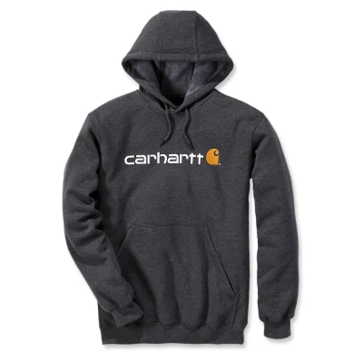 Afbeelding van Carhartt Signature Logo Midweight sweatshirt met capuchon voor heren, Carbon Heather, XXL