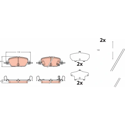 Afbeelding van TRW GDB2513 Remblokkenset Met akoestische slijtagewaarschuwing toebehoren HONDA: CR V (RW, RT) 1.5 VTEC AWD, 2.0 e CVT Hybrid