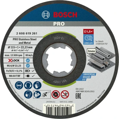 Afbeelding van Bosch Accessories DISCO DA TAGLIO X LOCK METAL 115X1 INOX 2608619261 Doorslijpschijf recht 115 mm 1 stuk(s)