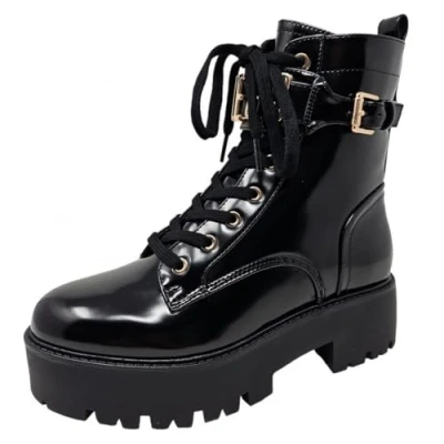 Afbeelding van Guess Vaires Enkellaarsjes met plateauzool, Dames, Maat: 40, Black Hoogwaardig imitatieleer