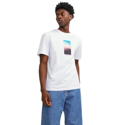Afbeelding van Jack &amp; Jones Picture SS CREW NECK SN Tshirt print, Heren, Maat: Small, Bright white