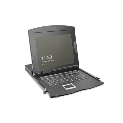 Image de Digitus Console KVM avec commutateur 16 ports allemand 19&quot; rack montable 1920 x 1080 Full HD (1080p) @ 60 Hz 1000:1 RAL 9005, noir 1U