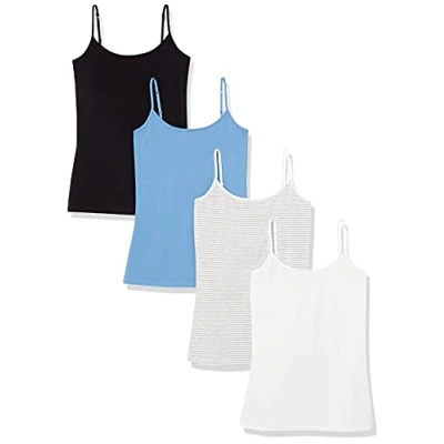 Image de Amazon Essentials Caraco Coupe Cintrée Women&#039;s, Pack of 4, Blanc/Bleu Ciel/Noir, XXL