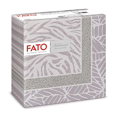 Afbeelding van Fato Droge papieren servetten, Airlaid, stofeffect, pak van 50 afmeting 40 x 40, in 4 gevouwen, poeder jungle motief