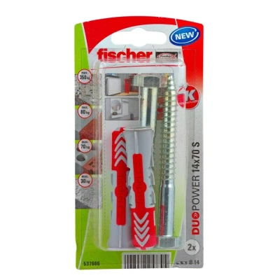 Afbeelding van Fischer plug duopower 14x70mm met zeskantschroef 2 stuks