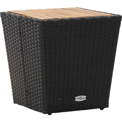 Afbeelding van Theetafel 41,5x41,5x43 cm poly rattan massief acaciahout zwart