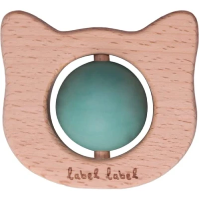 Afbeelding van Label Kat Groen Hout &amp; Silicone Bijtspeeltje LLST 15263