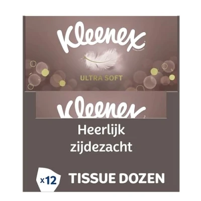 Afbeelding van Kleenex® Ultra Soft, 12 dozen ultrazachte papieren zakdoekjes, extreem zacht en zijdeachtig