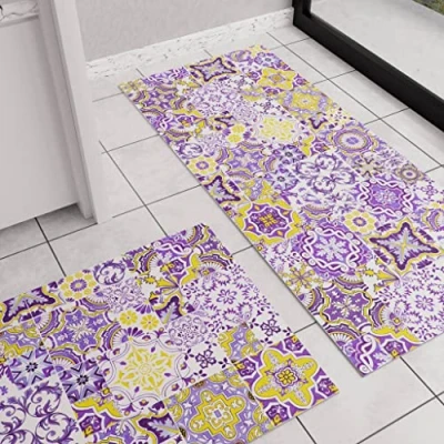 Afbeelding van PETTI Artigiani Italiani Keukentapijt, loper, keukenloper, antislip, wasbaar, tapijtloper, halloper, 52x80 cm, Vietri paars, 100% Made in Italy