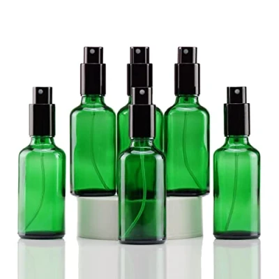 Afbeelding van Yizhao 50 ml grüne Glas Sprühflasche, leere feine Sprühflaschen mit Metallkappe für Reinigung, Aromatherapie, Diffusor ätherische Öle, Massage, Haare, Haustiere, 6 Stück