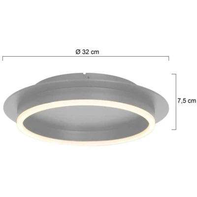 Afbeelding van Ringlux plafondlamp, staalkleurig, Ø 32 cm, metaal