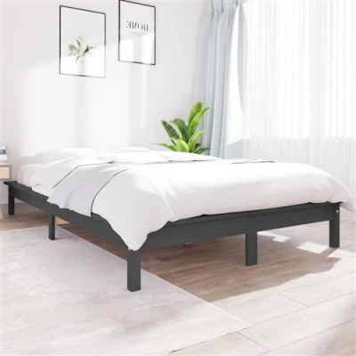 Afbeelding van Bedframe massief grenenhout grijs 200x200 cm