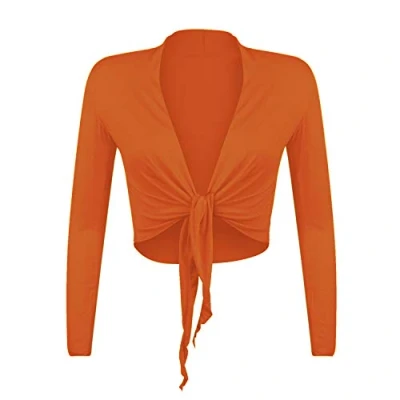 Afbeelding van Gloop Bolero voor dames, met lange mouwen, geknoopt, vuur rood, M