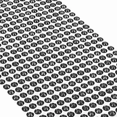 Afbeelding van Movoja 220 stuks zwarte ronde strass steentjes 8 mm decoratie knutselen edelstenen om op te plakken, decoratieve stenen, zwart