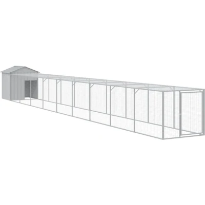 Afbeelding van vidaXL Kippenhok met ren 117x1017x123 cm staal lichtgrijs