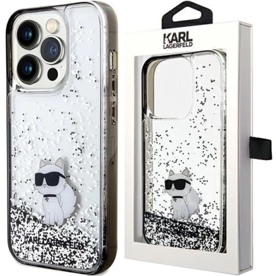 Afbeelding van Karl Lagerfeld KLHCP15XLKCNSK iPhone 15 Pro Max 6.7 transparante hardcase Liquid Glitter Choupette