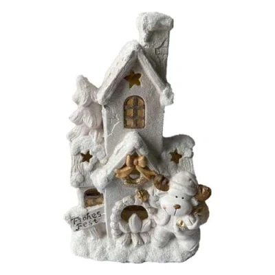 Afbeelding van Kerstversiering Dkd Home Decor Huis Wit Besneeuwd 32 X 21 52 Cm