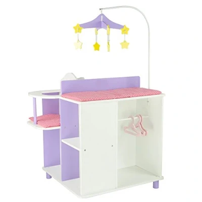 Afbeelding van Teamson Kids Veranderen Station Voor Babypoppen Accessoires Poppen Kinderspeelgoed Purper/Wit
