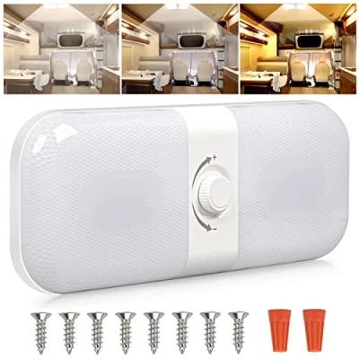 Afbeelding van Intckwan 12 V led lampen voor camper, dimbaar, dakverlichting met schakelaar, geel en warm wit licht, auto interieurverlichting, 24 DC auto, vrachtwagen,