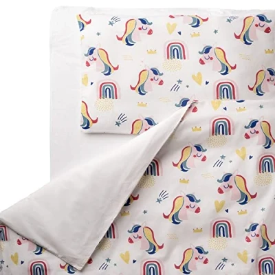 Afbeelding van FlyIdeas Dekbedovertrek voor kinderen + kussensloop babybed, 120 x 150 cm, 100% gecertificeerd katoen, Alese Lit en wieg, gemaakt in de EU