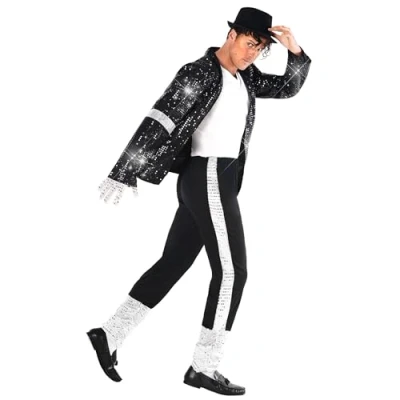 Afbeelding van Morph Pop Star kostuum voor heren, zangerkostuum, koning van de pop, volwassenen, zanger, popster, discokostuum Halloween carnavalskostuum, L