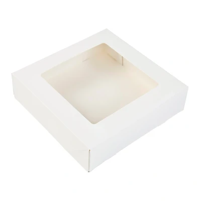 Afbeelding van Taartdoos met venster 19x19x5cm. Wit 3st