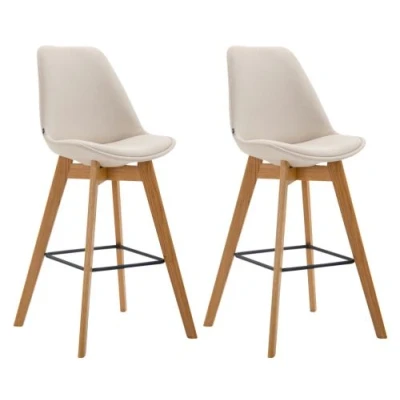 Image de CLP Lot de 2 tabourets bar Metz en tissu , Crème/Nature