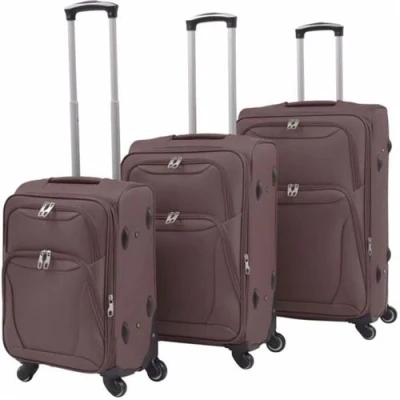 Image de vidaXL Jeu de valises souples 3 pcs Couleur café91318
