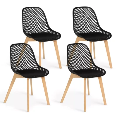 Afbeelding van Lot de 4 chaises MANDY noires pour salle à manger