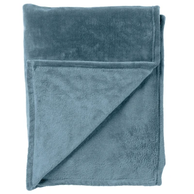 Afbeelding van Dutch Decor CHARLIE Plaid 200x220 cm extra grote fleece deken effen kleur Provincial Blue blauw