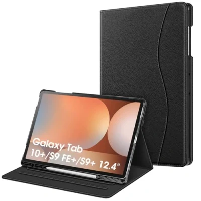 Afbeelding van Fintie Samsung Galaxy Tab S10+ Plus/S9 FE+ Plus/S9+ Plus 12,4 inch tablethoes, multi hoek beschermhoes met penhouder, documentenvak en automatische slaap /waakfunctie,