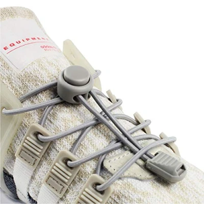 Afbeelding van Inmaker veters zonder strikken voor kinderen en volwassenen, elastische gymschoenen, ronde veters, grijs