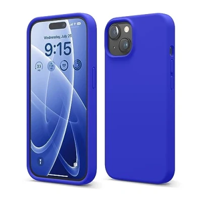 Afbeelding van elago Liquid siliconen hoesje compatibel met iPhone 15 (4&quot;), hoogwaardige siliconen, volledige bescherming 4 laags schokbestendig telefoonhoesje, zachte microvezel anti kras voering (Kobaltblauw)