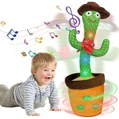 Afbeelding van HICAS Cactus die danst en herhaalt, verlichting, herhaalt wat je zegt, interactief educatief cactusspeelgoed, 120 liedjes, volumeregeling, grappige cadeaus voor kinderen decoratie