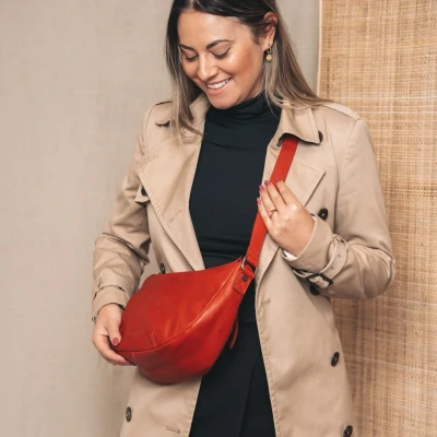 Afbeelding van The Chesterfield Brand Leren Schoudertas Rood Clarita