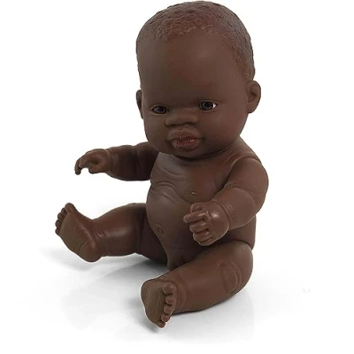 Afbeelding van Miniland Miniland31143 21 cm Afrika jongenspop zonder ondergoed in tas