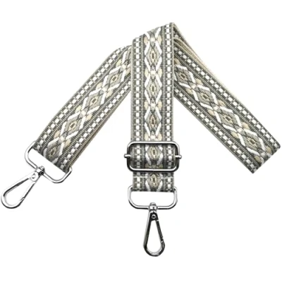 Afbeelding van Verstelbare schouderriem voor damestassen en tassen, verwisselbare tasriem, breedte: 3,8 cm, met zilveren karabijnhaak, handtassen, grijs, N10