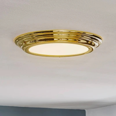 Afbeelding van Elstead Lighting LED Plafond Badkamerlamp Welland 25W 3000K 2250Lm 830 Polished Brass