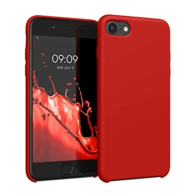 Afbeelding van kwmobile telefoonhoesje geschikt voor Apple iPhone SE (2022) / (2020) 8 7 Hoesje met siliconen coating Smartphone case in rood