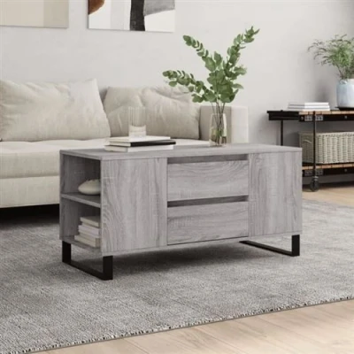 Afbeelding van Salontafel 102x44,5x50 cm bewerkt hout grijs sonoma eikenkleur