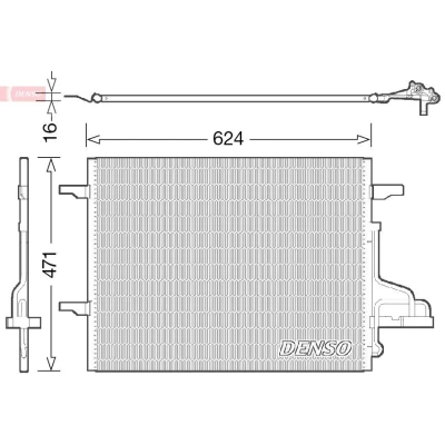 Afbeelding van DENSO DCN10027 Condensor Airco Zonder droger 624x471x16 R 134a 624