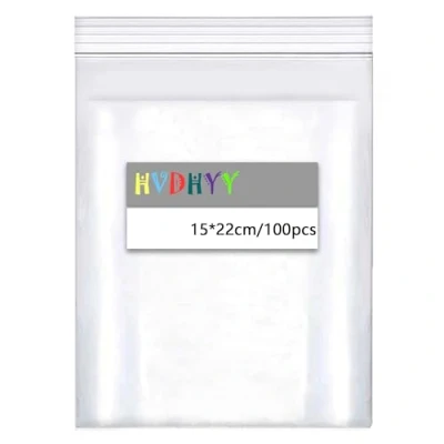 Afbeelding van HVDHYY Herbruikbare transparante zakken, 100 stuks, kunststof, transparant, hersluitbaar, 150 mm x 220 mm, µm, klein plastic zakje voor sieraden, oorbellen, halskettingen, monsters