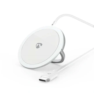 Afbeelding van Draadloze oplader Nedis (Snellader, Qi, 15W, Plat, met Standaard)