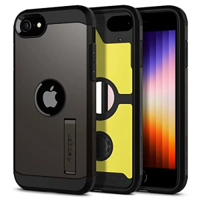 Afbeelding van Apple iPhone SE (2020) Hoesje Spigen Tough Armor Serie Hard Kunststof Backcover Gunmetal Geschikt Voor