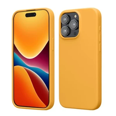 Afbeelding van kwmobile Case voor iPhone 15 Pro Max Slank TPU Hoesje met Zachte Afwerking In mango