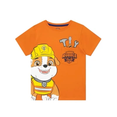 Afbeelding van Paw Patrol T shirt voor jongens Rubble and Crew shirts met korte mouwen jongens, Oranje