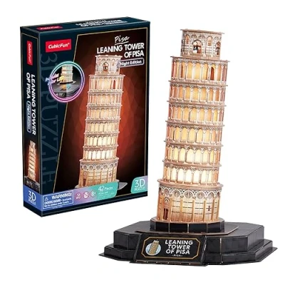 Afbeelding van 3D puzzel Pisa Led Toren cadeau voor kinderen van 8 jaar volwassenen en modellen paardrijden puzzels